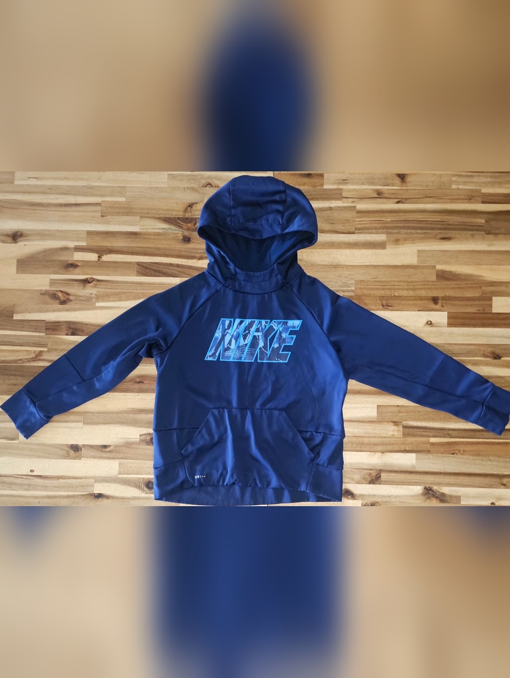 Nike Kids' Navy Blue Hooded Sweatshirt with Graphic Logo